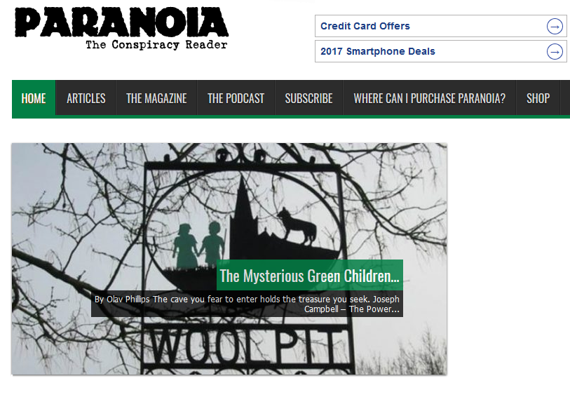 © Фото: paranoiamagazine.com Скриншот главной страницы Paranoia Magazine
