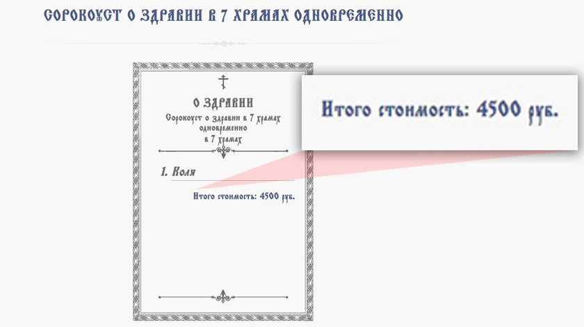 За упокой — от 150 рублей, сорокоуст о здравии — 4500