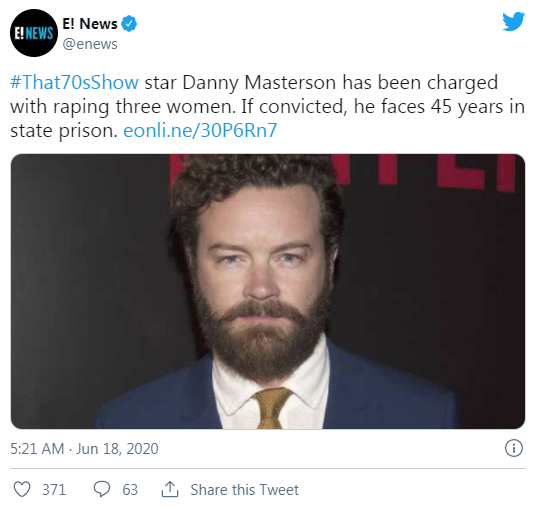 Актер Дэнни Мастерсон задержан по обвинению в трех изнасилованиях